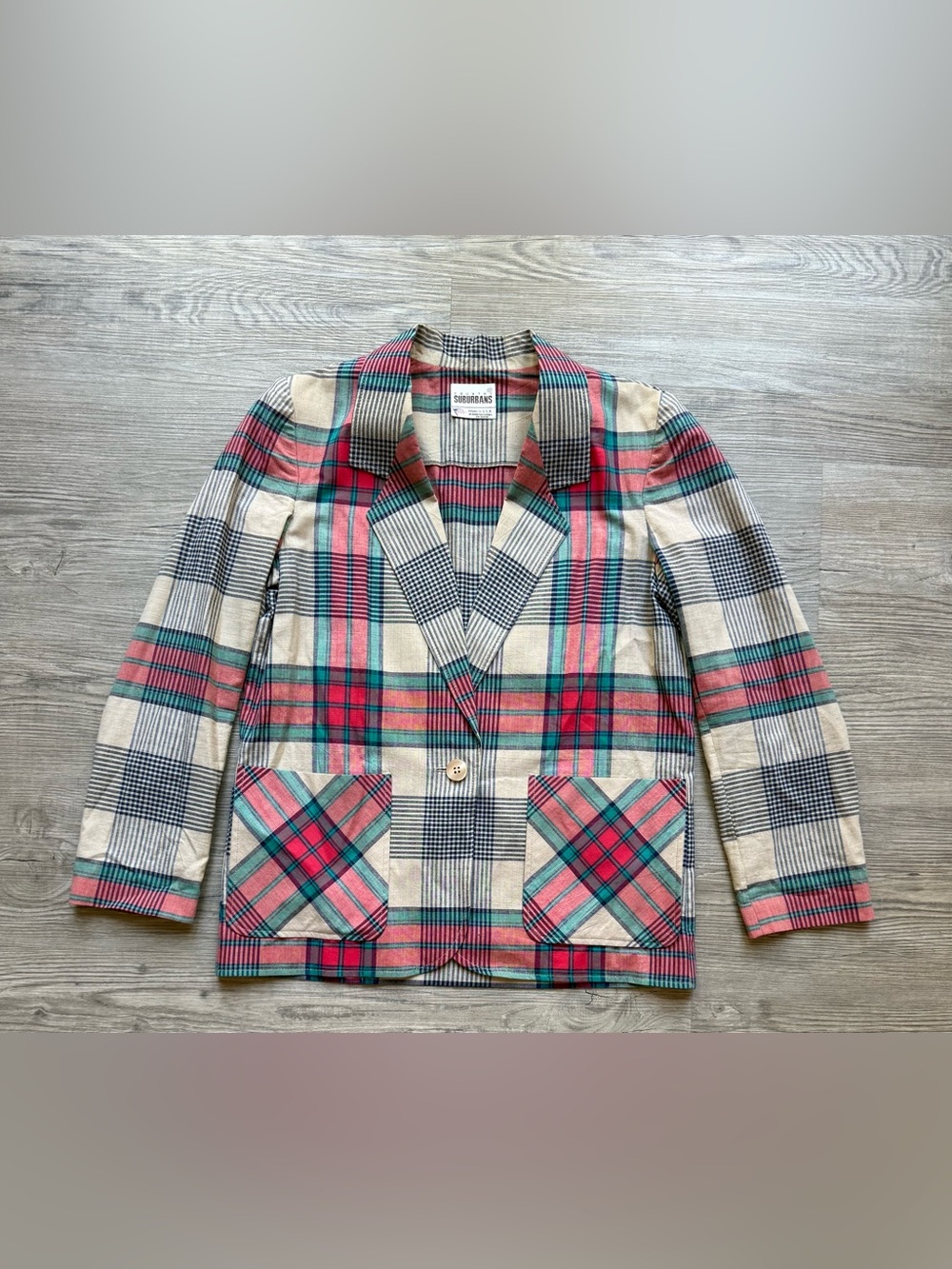 Vintage Country Suburbans Plaid Blazer Jacket USA Preppy Cottagecore Womens